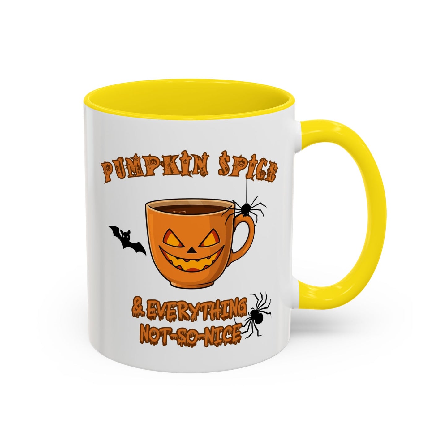 Halloween Pumpkin Spice Coffee Mug, Spooky Gift for Fall, Black Handle, Autumn Decor, Seasonal Coffee Cup