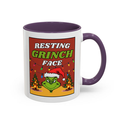 Resting Grinch Face Coffee Mug — Holiday Funny Christmas Mug