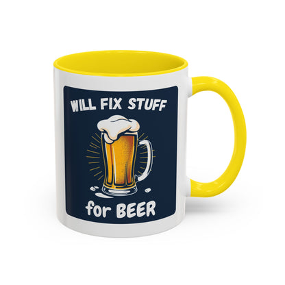 Funny Fix Stuff Coffee Mug, Gift for Handyman, Beer Lover's Cup, Home Office Decor, Funny Gift for Dad, Birthday Gift Idea
