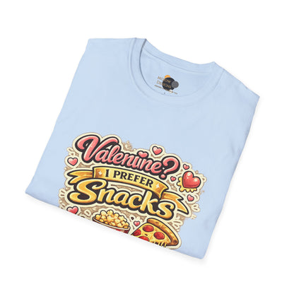 Valentine? I Prefer Snacks T-Shirt — Funny Valentine’s Day Food Lover Tee