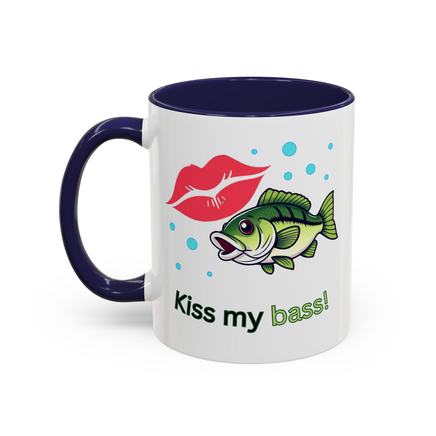 Funny Fishing Mug, Kiss My Bass Coffee Cup, Great for Anglers, Unique Gift for Dad, Humorous Fishing Lover Present, 11oz