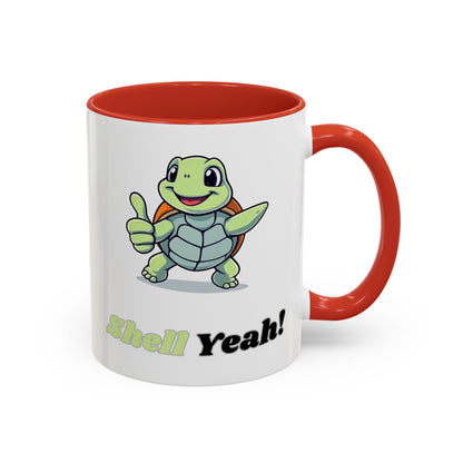 Cheerful Coffee Mug, Shell Yeah! Turtle Mug, Fun Gift for Kids, Cute Kitchen Decor, Positive Vibe Cup, Animal Lover Gift