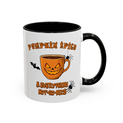 Halloween Pumpkin Spice Coffee Mug, Spooky Gift for Fall, Black Handle, Autumn Decor, Seasonal Coffee Cup