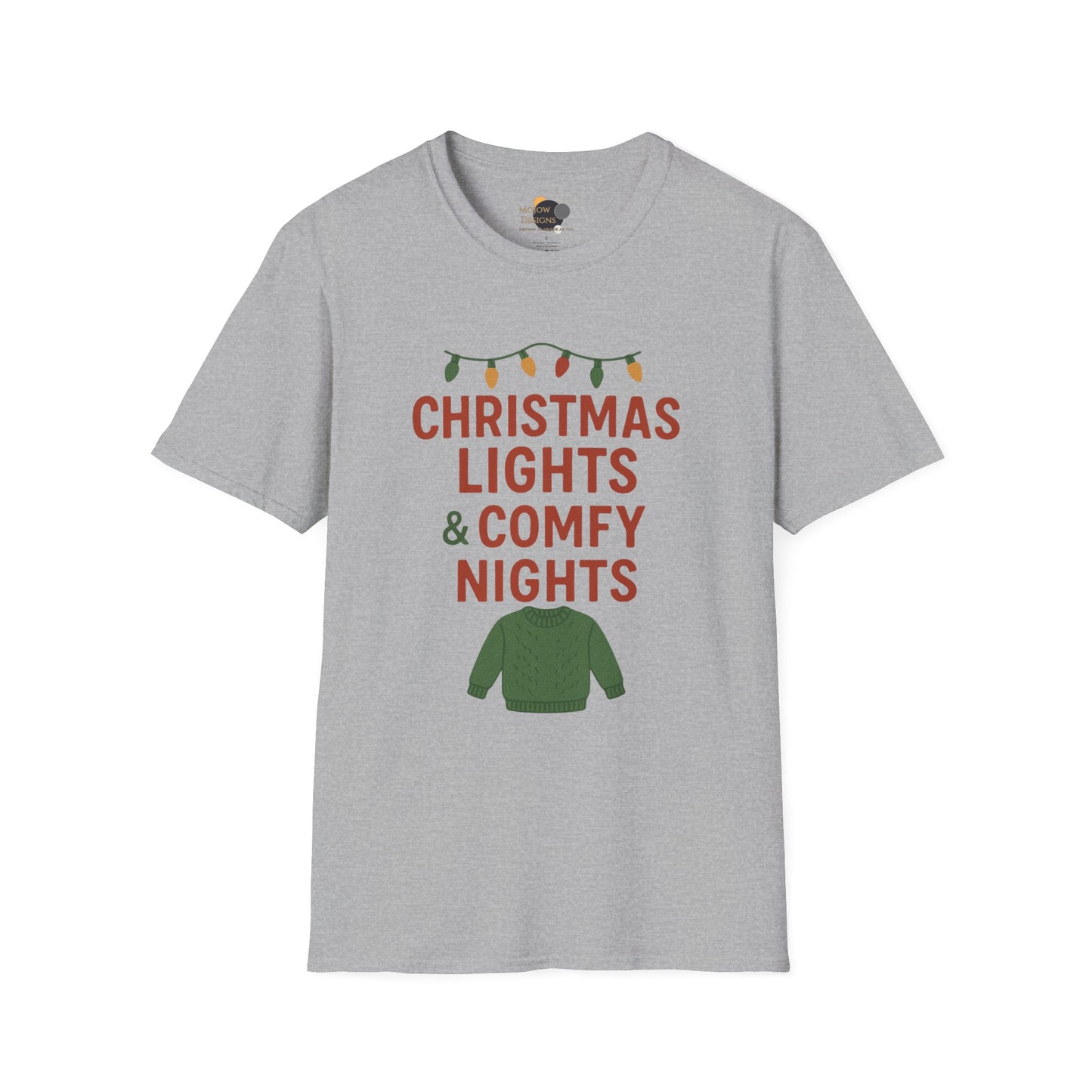 Christmas Lights & Comfy Nights T-Shirt — Cozy Holiday Graphic Tee