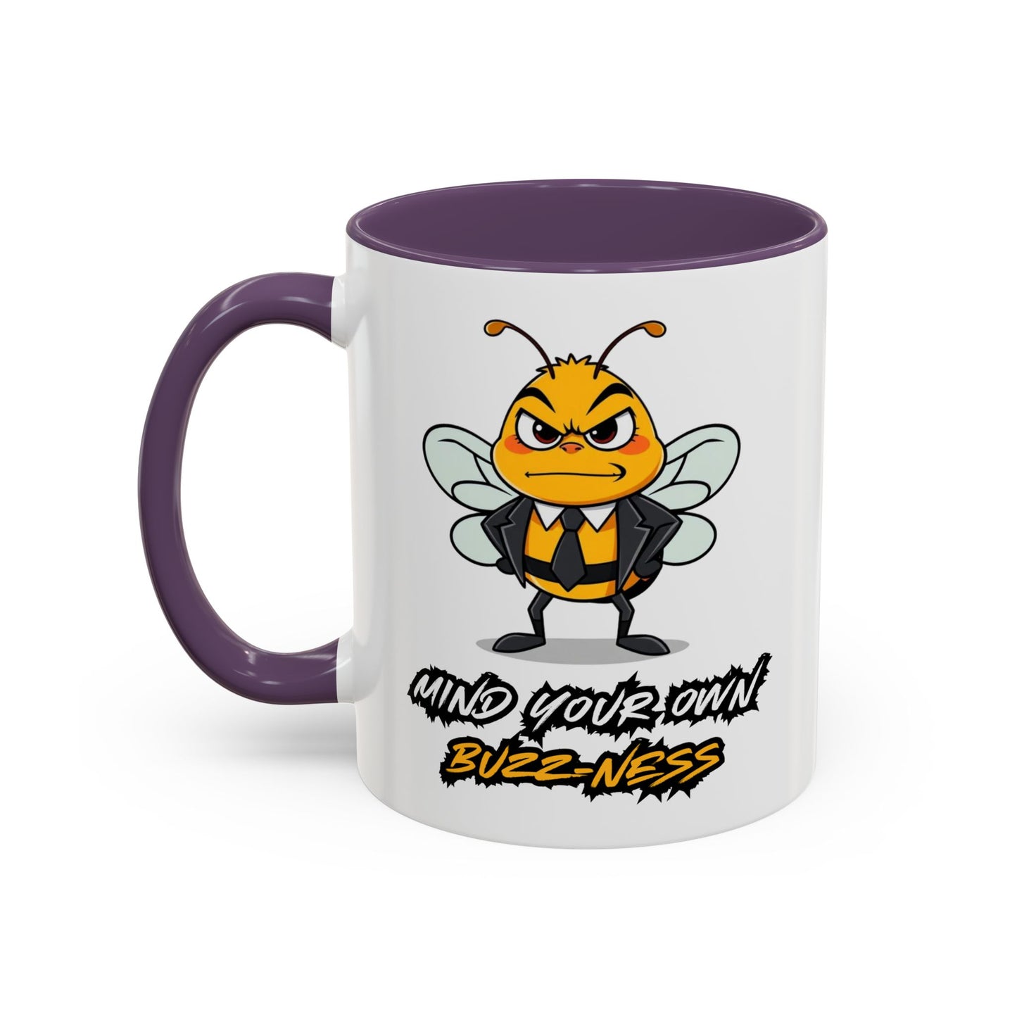 Mind Your Own Buzz-ness Accent Coffee Mug | Funny Bee Gift for Coffee Lovers, Bee Lover Mug, Humorous Kitchen Decor, Perfect for Gifts, Spring Time