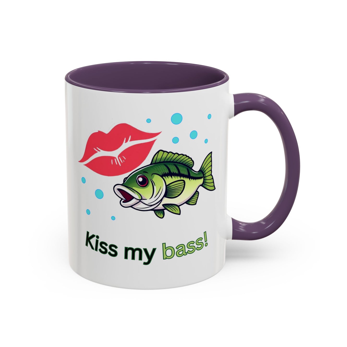 Funny Fishing Mug, Kiss My Bass Coffee Cup, Great for Anglers, Unique Gift for Dad, Humorous Fishing Lover Present, 11oz