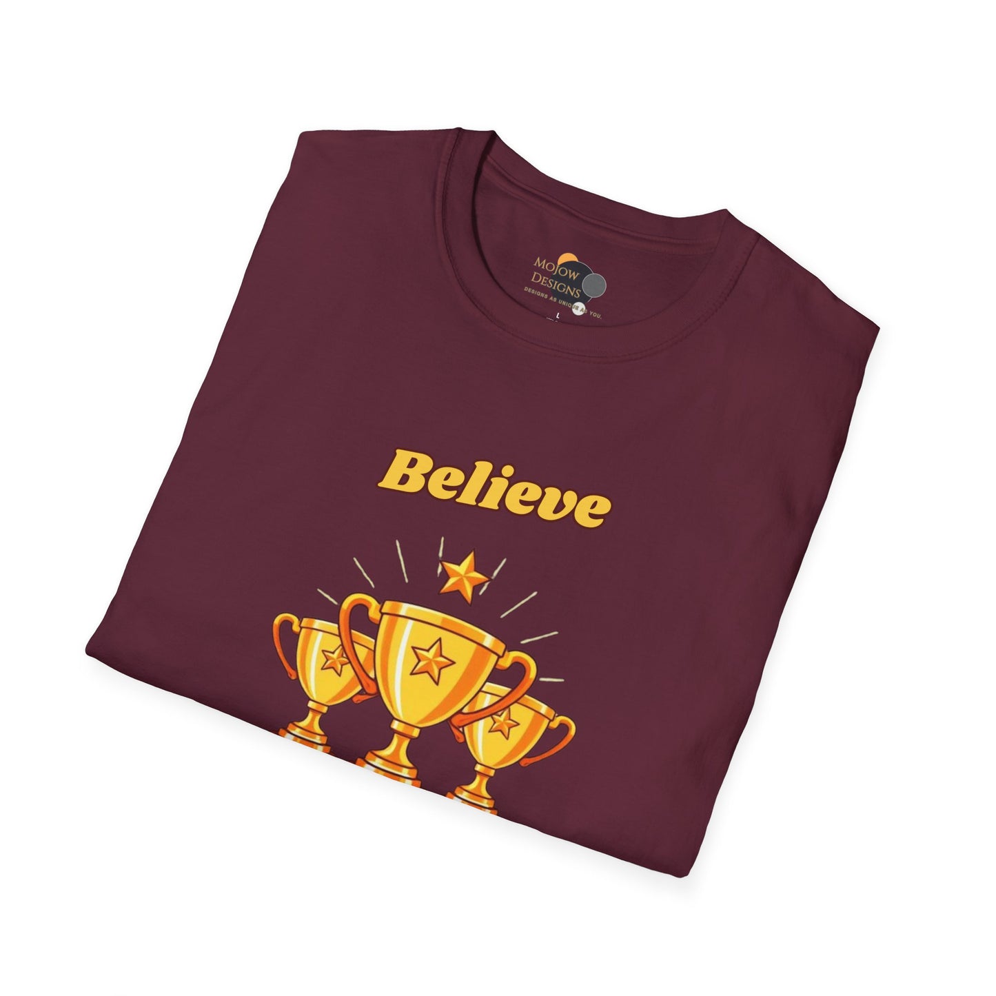 Believe & Achieve Motivational T-Shirt, Unisex Casual Tee, Perfect for Achievers, Gift for Graduations, Sports Events, or Daily Inspiration