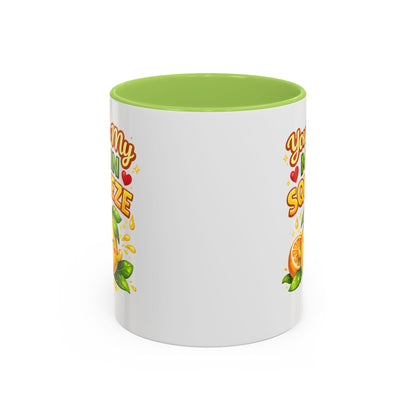 Accent Coffee Mug — "You're My Main Squeeze" Cute Lemon Couple Gift, Valentine's Day