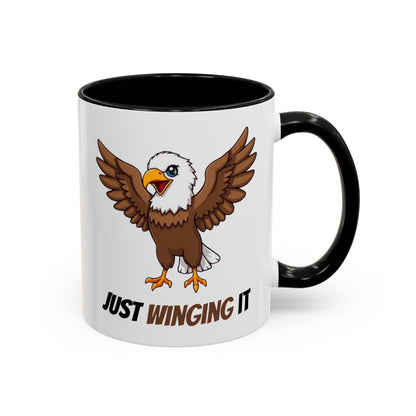 Just Winging It Coffee Mug - Fun Eagle Design, Motivational Mug, Perfect for Gifts, Coffee Lovers, Home Office, Quirky Drinkware