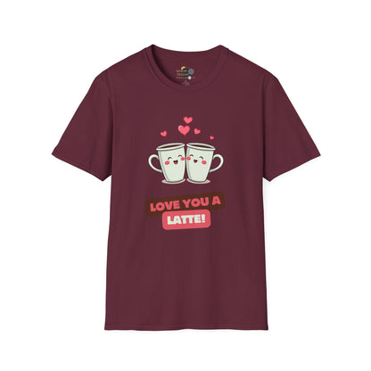 Love You a Latte Unisex T-Shirt, Cute Coffee Shirt, Valentine's Day Gift, Coffee Lover Tee, Fun Graphic Tee