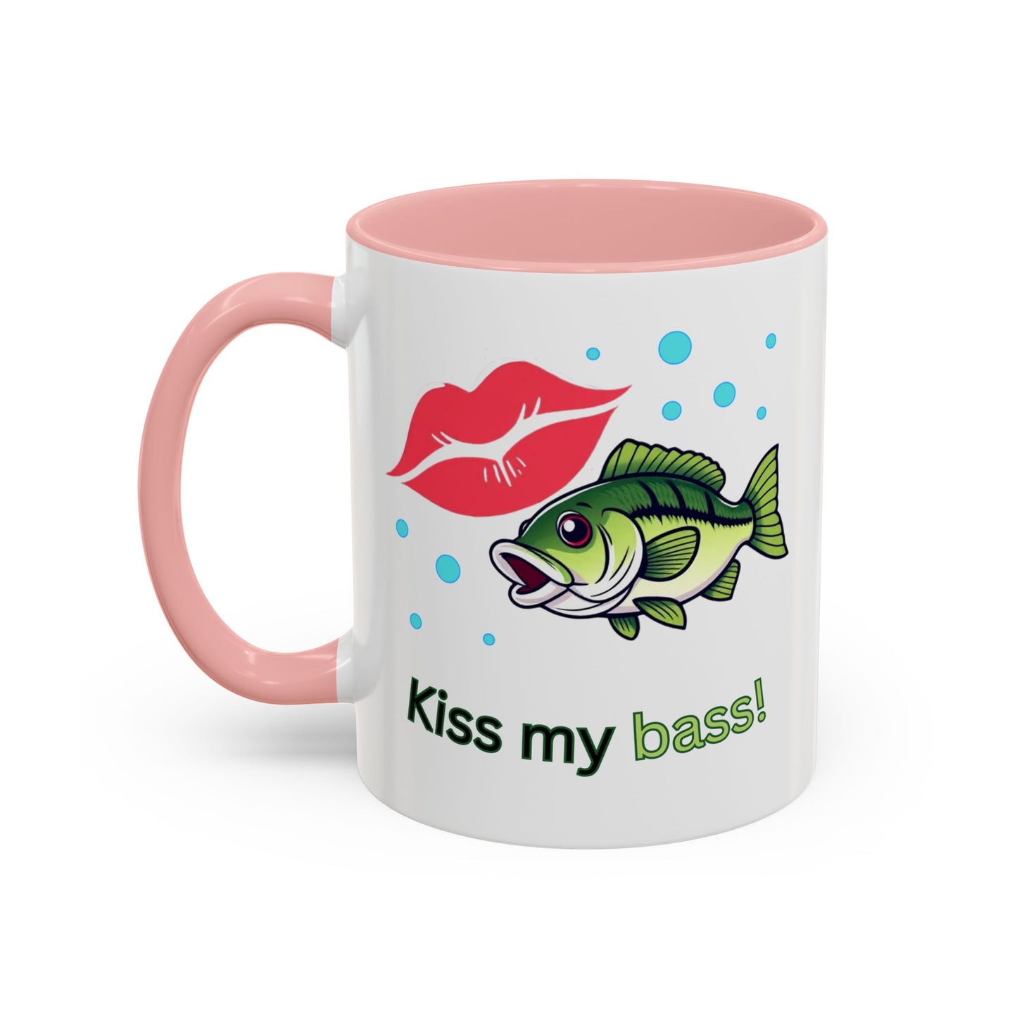 Funny Fishing Mug, Kiss My Bass Coffee Cup, Great for Anglers, Unique Gift for Dad, Humorous Fishing Lover Present, 11oz