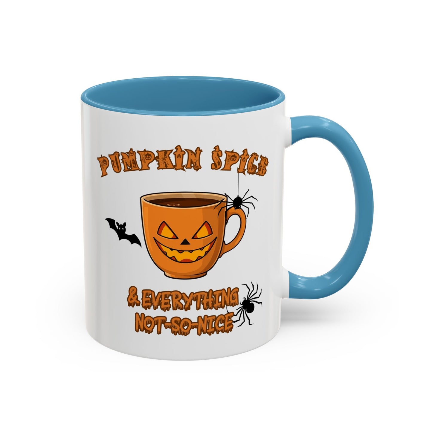 Halloween Pumpkin Spice Coffee Mug, Spooky Gift for Fall, Black Handle, Autumn Decor, Seasonal Coffee Cup