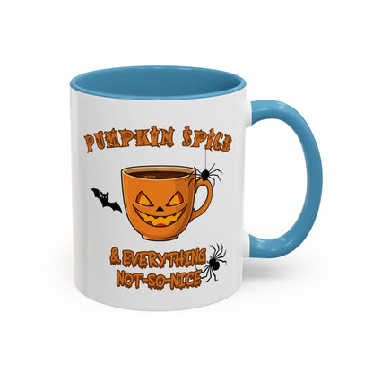 Halloween Pumpkin Spice Coffee Mug, Spooky Gift for Fall, Black Handle, Autumn Decor, Seasonal Coffee Cup