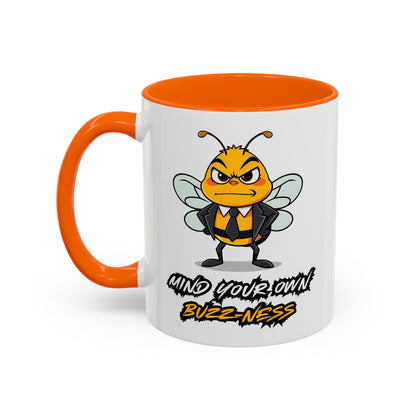 Mind Your Own Buzz-ness Accent Coffee Mug | Funny Bee Gift for Coffee Lovers, Bee Lover Mug, Humorous Kitchen Decor, Perfect for Gifts, Spring Time