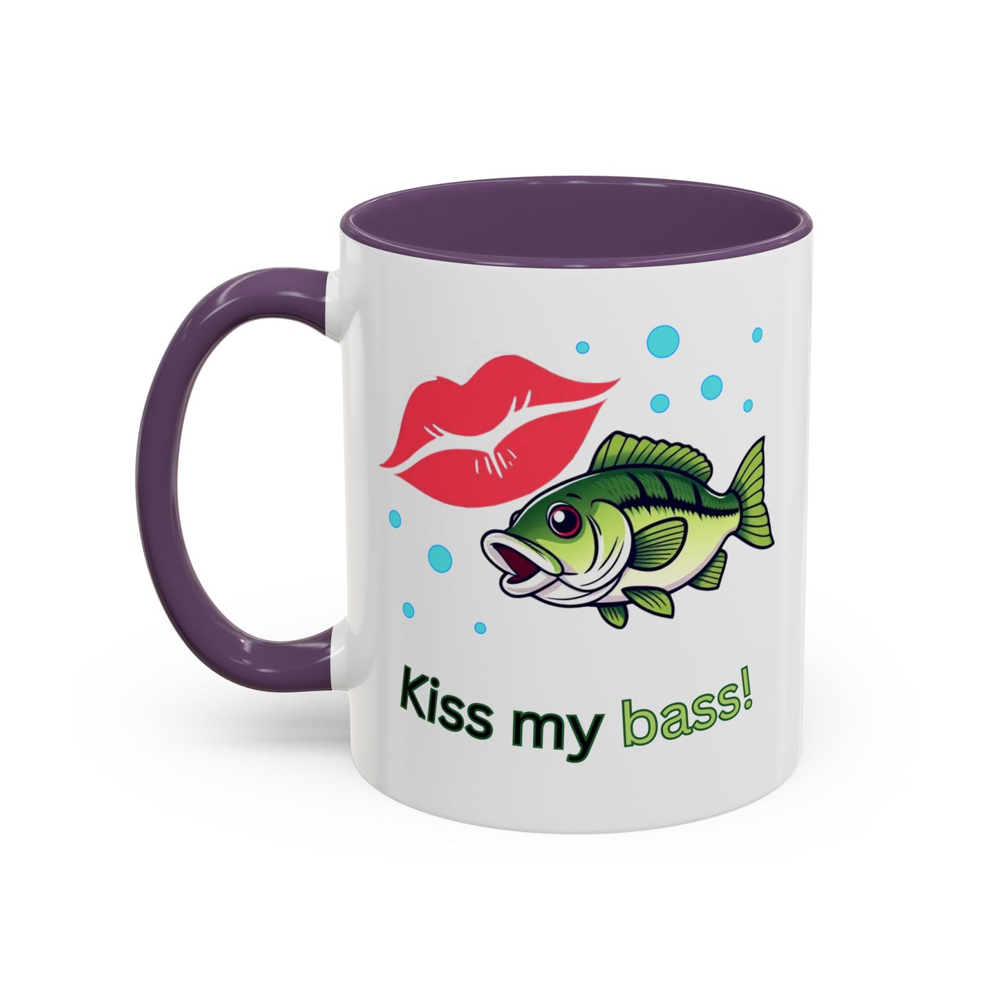 Funny Fishing Mug, Kiss My Bass Coffee Cup, Great for Anglers, Unique Gift for Dad, Humorous Fishing Lover Present, 11oz