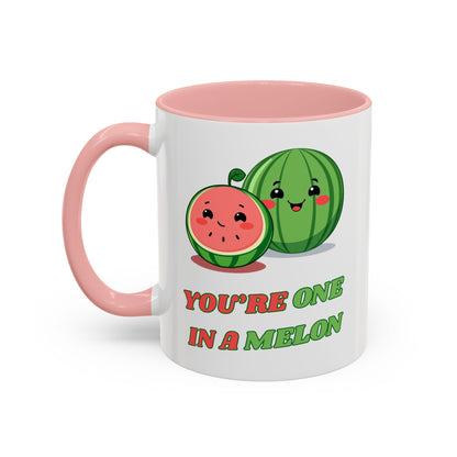 Cute Watermelon Coffee Mug - You're One in a Melon, Gift for Fruit Lovers, Summer Vibes, Inspirational Mug, Kitchen Decor