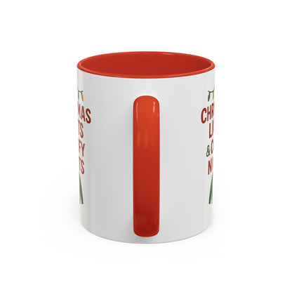 Christmas Lights & Comfy Nights Accent Coffee Mug — Holiday Cozy Sweater Tea Cup
