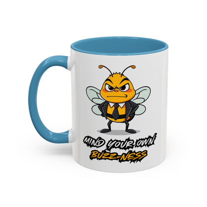 Mind Your Own Buzz-ness Accent Coffee Mug | Funny Bee Gift for Coffee Lovers, Bee Lover Mug, Humorous Kitchen Decor, Perfect for Gifts, Spring Time