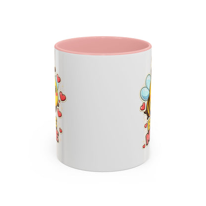 Bee Mine Accent Coffee Mug — Cute Valentine Bee Design