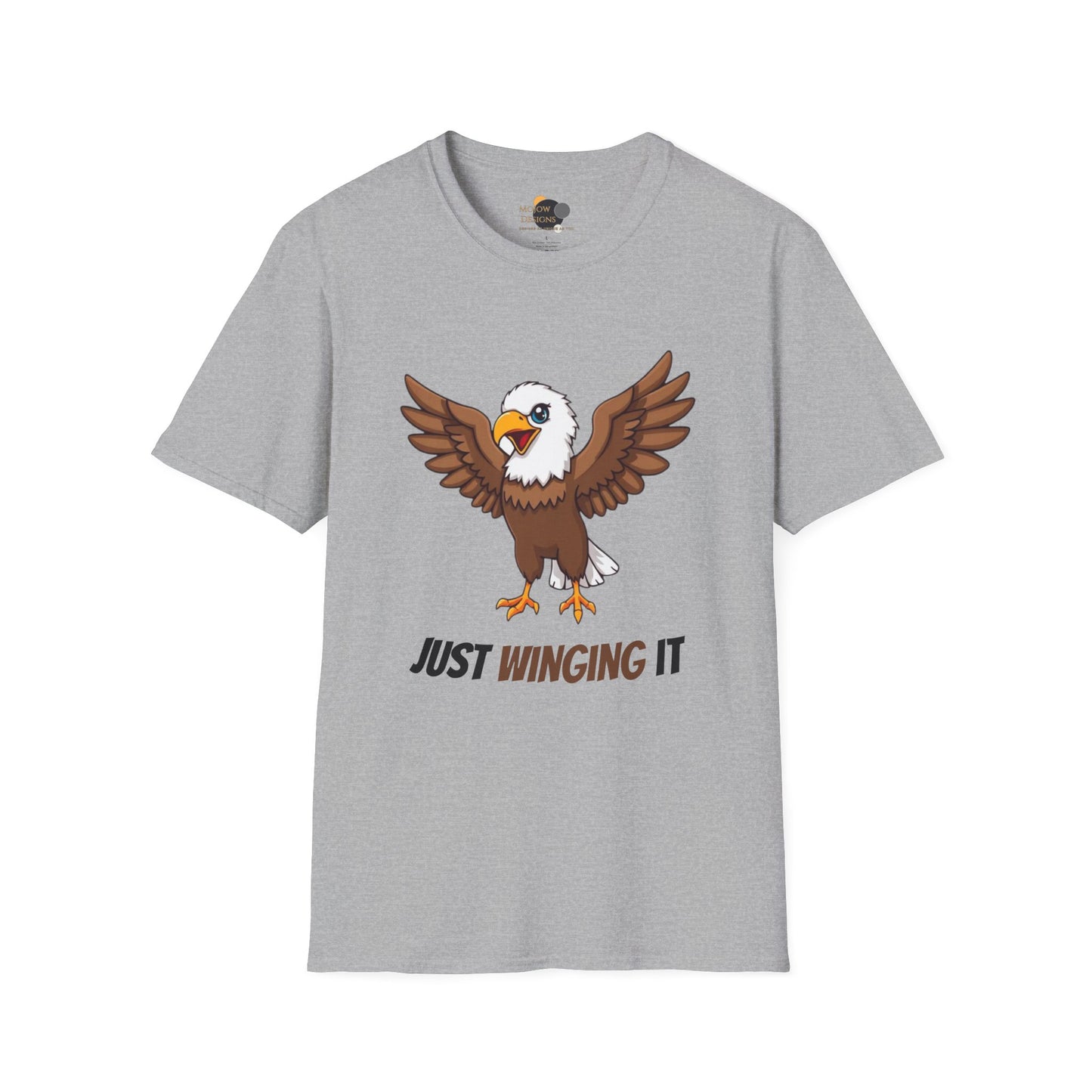 Unisex Softstyle T-Shirt, Just Winging It Tee, Casual Bird Graphic Shirt, Funny Gift for Bird Lovers, Inspirational Apparel