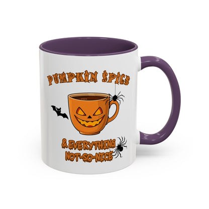 Halloween Pumpkin Spice Coffee Mug, Spooky Gift for Fall, Black Handle, Autumn Decor, Seasonal Coffee Cup