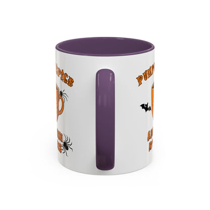 Halloween Pumpkin Spice Coffee Mug, Spooky Gift for Fall, Black Handle, Autumn Decor, Seasonal Coffee Cup