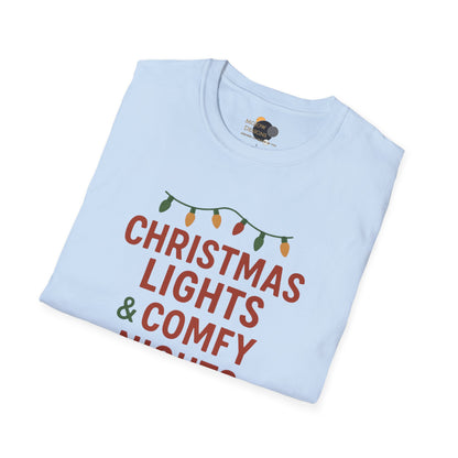 Christmas Lights & Comfy Nights T-Shirt — Cozy Holiday Graphic Tee