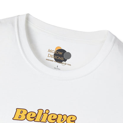 Believe & Achieve Motivational T-Shirt, Unisex Casual Tee, Perfect for Achievers, Gift for Graduations, Sports Events, or Daily Inspiration