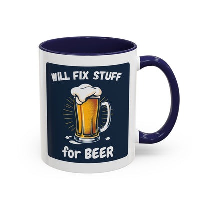 Funny Fix Stuff Coffee Mug, Gift for Handyman, Beer Lover's Cup, Home Office Decor, Funny Gift for Dad, Birthday Gift Idea