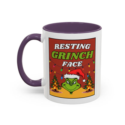 Resting Grinch Face Coffee Mug — Holiday Funny Christmas Mug