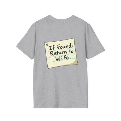 Return To Wife T-Shirt, Funny Husband Shirt, Gift for Him, Humor Apparel, Quirky Tee, Anniversary Present, Casual Wear