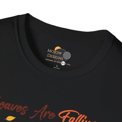 Fall-themed Unisex Softstyle T-Shirt, Cozy Autumn Top, Gift for Coffee Lovers, Seasonal Apparel, Perfect for Thanksgiving