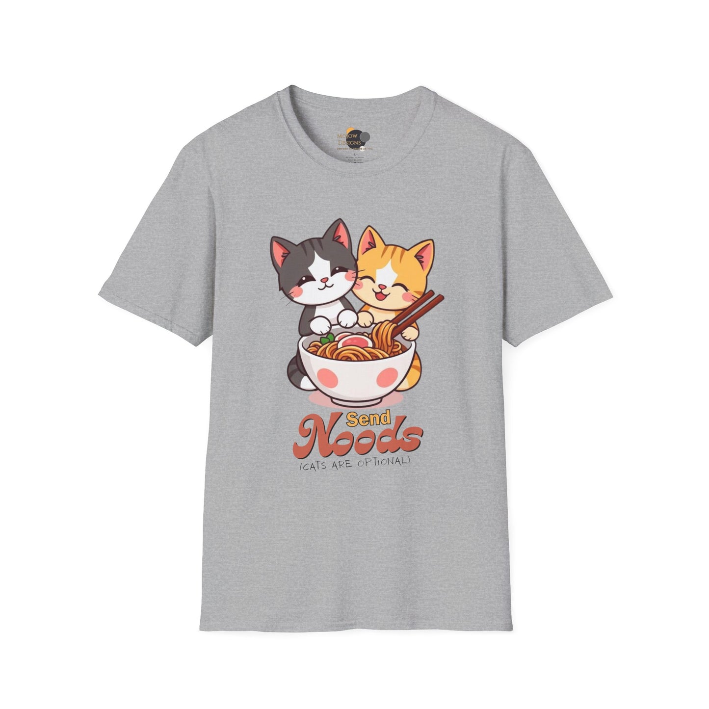 Cute Cat Noodle Lovers Unisex Softstyle T-Shirt, Pet Lover Gift, Casual Top, Fun Gift for Foodies, Anime Inspired Tee