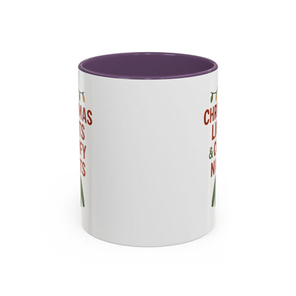Christmas Lights & Comfy Nights Accent Coffee Mug — Holiday Cozy Sweater Tea Cup
