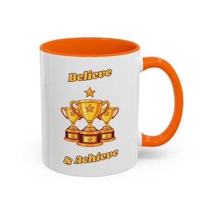 Award-Winning Coffee Mug, Believe & Achieve Cup, Motivational Gift for Winners, Sports, Achievements, Graduation