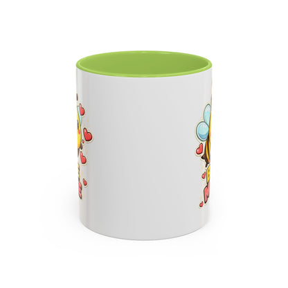 Bee Mine Accent Coffee Mug — Cute Valentine Bee Design