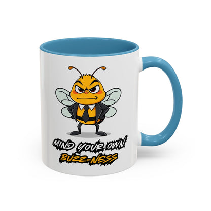Mind Your Own Buzz-ness Accent Coffee Mug | Funny Bee Gift for Coffee Lovers, Bee Lover Mug, Humorous Kitchen Decor, Perfect for Gifts, Spring Time