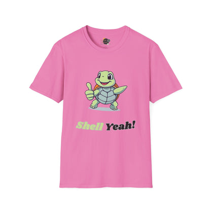 Shell Yeah! Unisex Softstyle T-Shirt, Cute Turtle Tee, Animal Lover Apparel, Gift for Kids and Adults, Fun Summer Shirt, Cartoon Graphic Tee