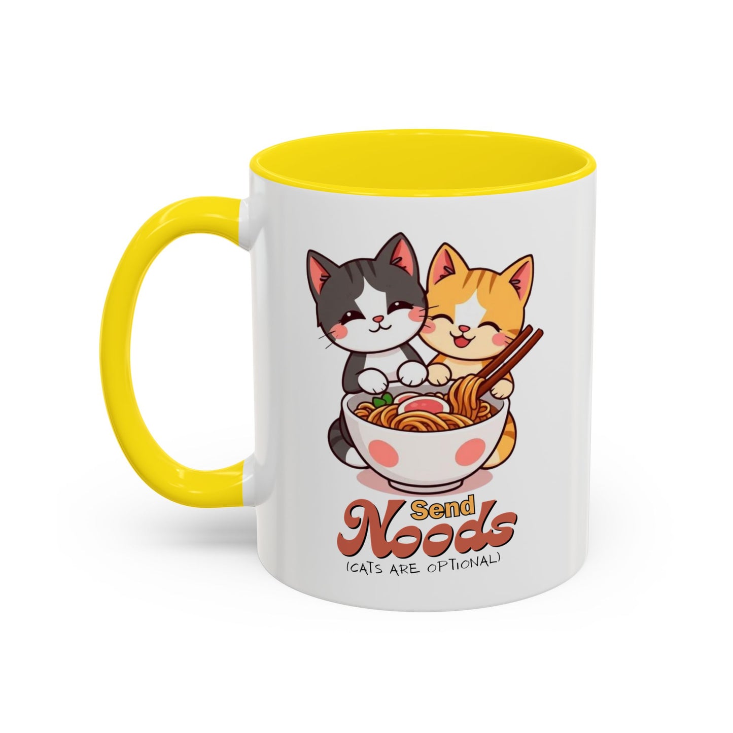 Cute Cat-Themed Coffee Mug, Send Noods Mug, Fun Gift for Cat Lovers, Unique Kitchen Decor, Perfect for Birthdays or Holidays
