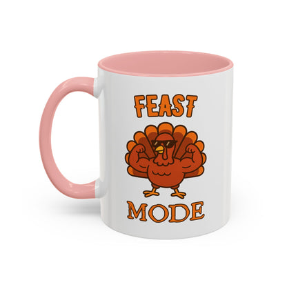 Thanksgiving Feast Mode Coffee Mug, Fun Turkey Mug, Holiday Coffee Cup, Unique Gift for Food Lovers, Fall Celebration Drinkware