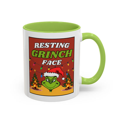 Resting Grinch Face Coffee Mug — Holiday Funny Christmas Mug