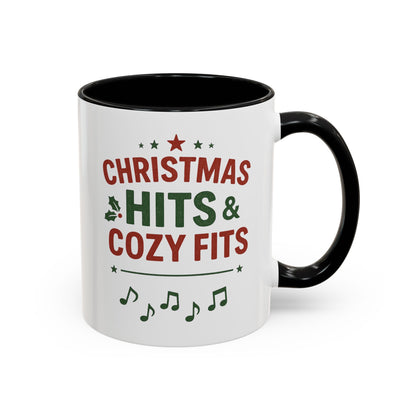Christmas Hits & Cozy Fits Coffee Mug — Holiday Music & Cozy Outfit Gift