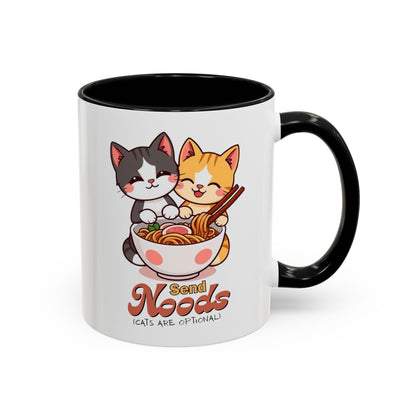 Cute Cat-Themed Coffee Mug, Send Noods Mug, Fun Gift for Cat Lovers, Unique Kitchen Decor, Perfect for Birthdays or Holidays