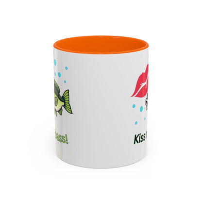Funny Fishing Mug, Kiss My Bass Coffee Cup, Great for Anglers, Unique Gift for Dad, Humorous Fishing Lover Present, 11oz