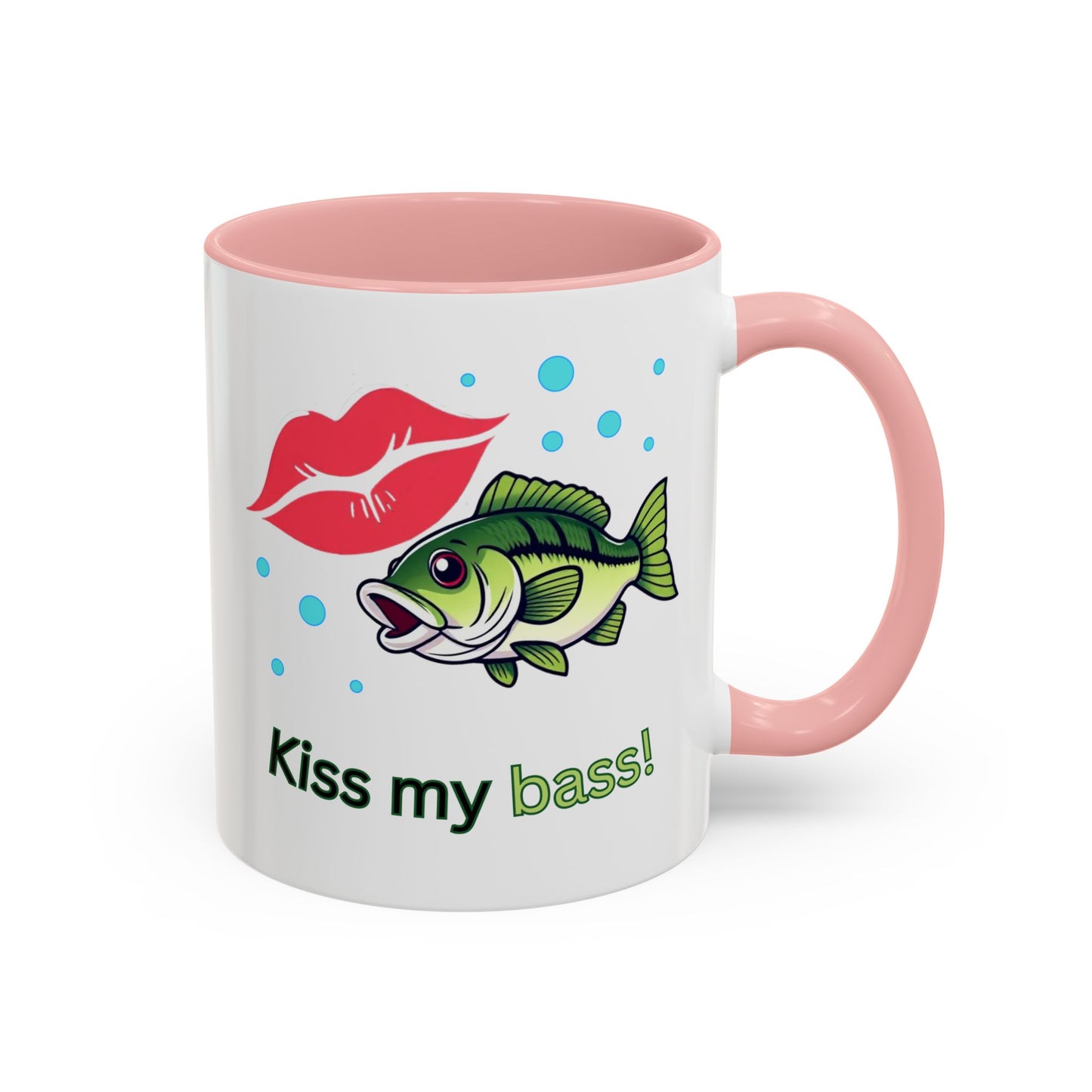 Funny Fishing Mug, Kiss My Bass Coffee Cup, Great for Anglers, Unique Gift for Dad, Humorous Fishing Lover Present, 11oz