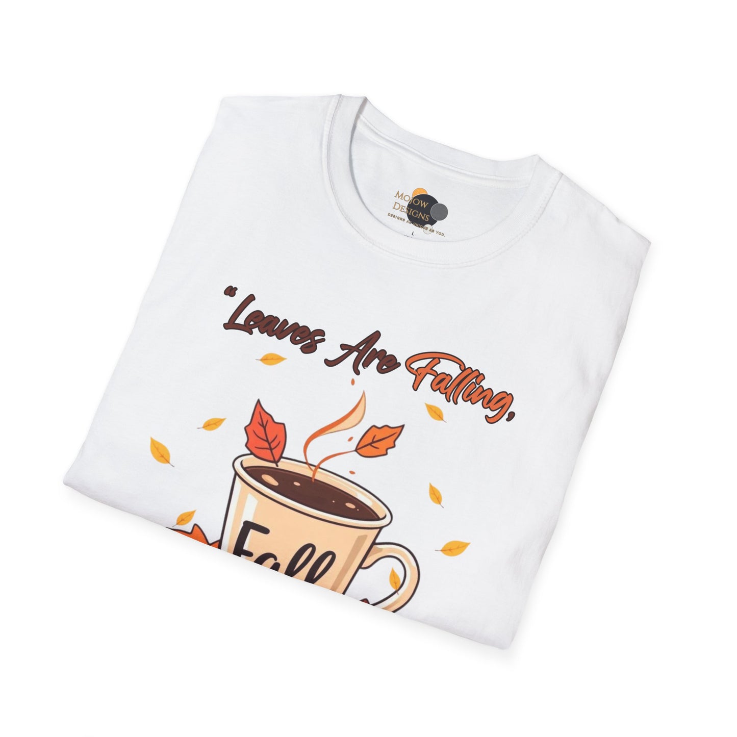 Fall-themed Unisex Softstyle T-Shirt, Cozy Autumn Top, Gift for Coffee Lovers, Seasonal Apparel, Perfect for Thanksgiving