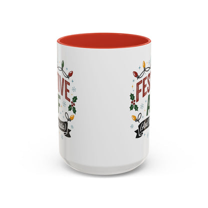 Festive AF Coffee Mug — Holiday Lights & 'And Fantastic' Design Christmas (11/15oz)