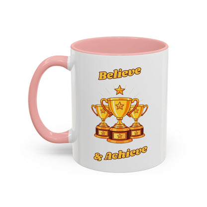 Award-Winning Coffee Mug, Believe & Achieve Cup, Motivational Gift for Winners, Sports, Achievements, Graduation