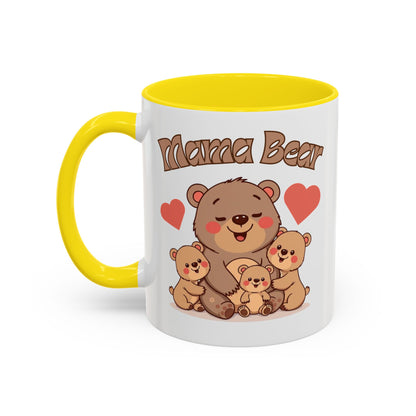 Mama Bear Accent Coffee Mug – Perfect Gift for Moms, Cute Bear Design, Tea or Coffee Lover, Mother’s Day, Birthday, Baby Shower
