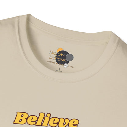 Believe & Achieve Motivational T-Shirt, Unisex Casual Tee, Perfect for Achievers, Gift for Graduations, Sports Events, or Daily Inspiration